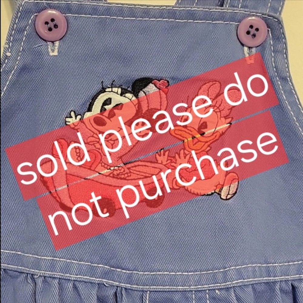 Vtg Baby Mickey & Co Embroidered Overalls Size 18 Month Purple